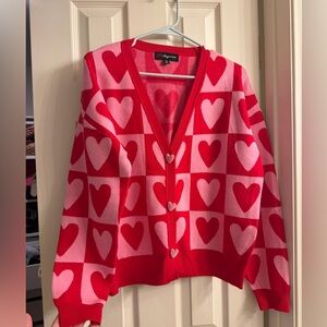 32 Degrees Red and Pink Heart Cardigan